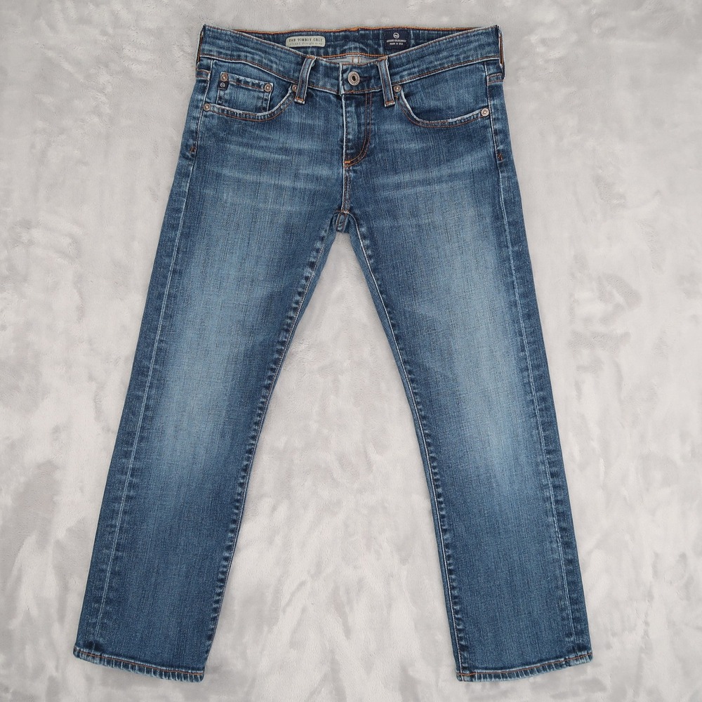 AG Adriano Goldschmied Women 27 Fits 29x24.5 Blue Tomboy Crop Relaxed Straight